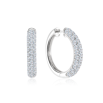 TDG 10K Gold Lab Grown Diamond Lumina Oversized Pavé Hoop Earrings