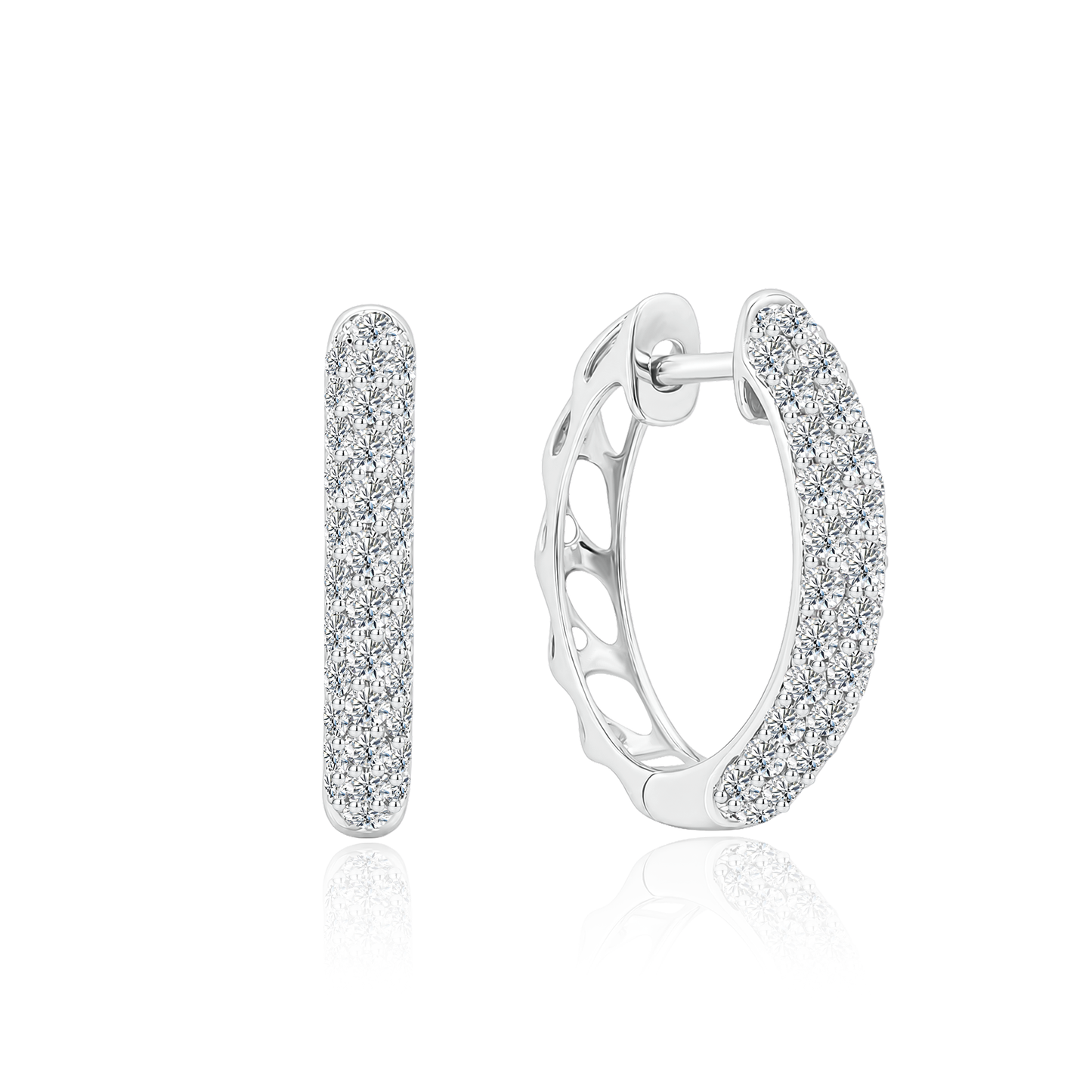 TDG 10K Gold Lab Grown Diamond Lumina Pavé Hoop Earrings