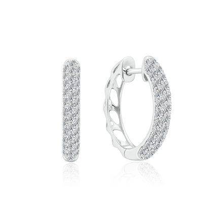 TDG 10K Gold Lab Grown Diamond Lumina Pavé Hoop Earrings
