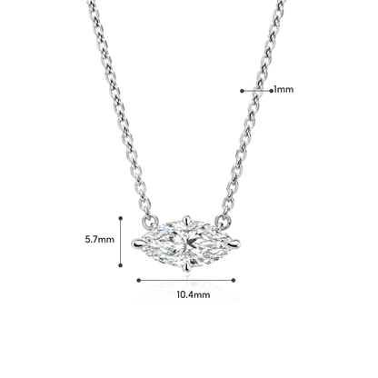 TDG 10K Gold Lab Grown Diamond Marquise Solitaire Necklace – 0.8CT±