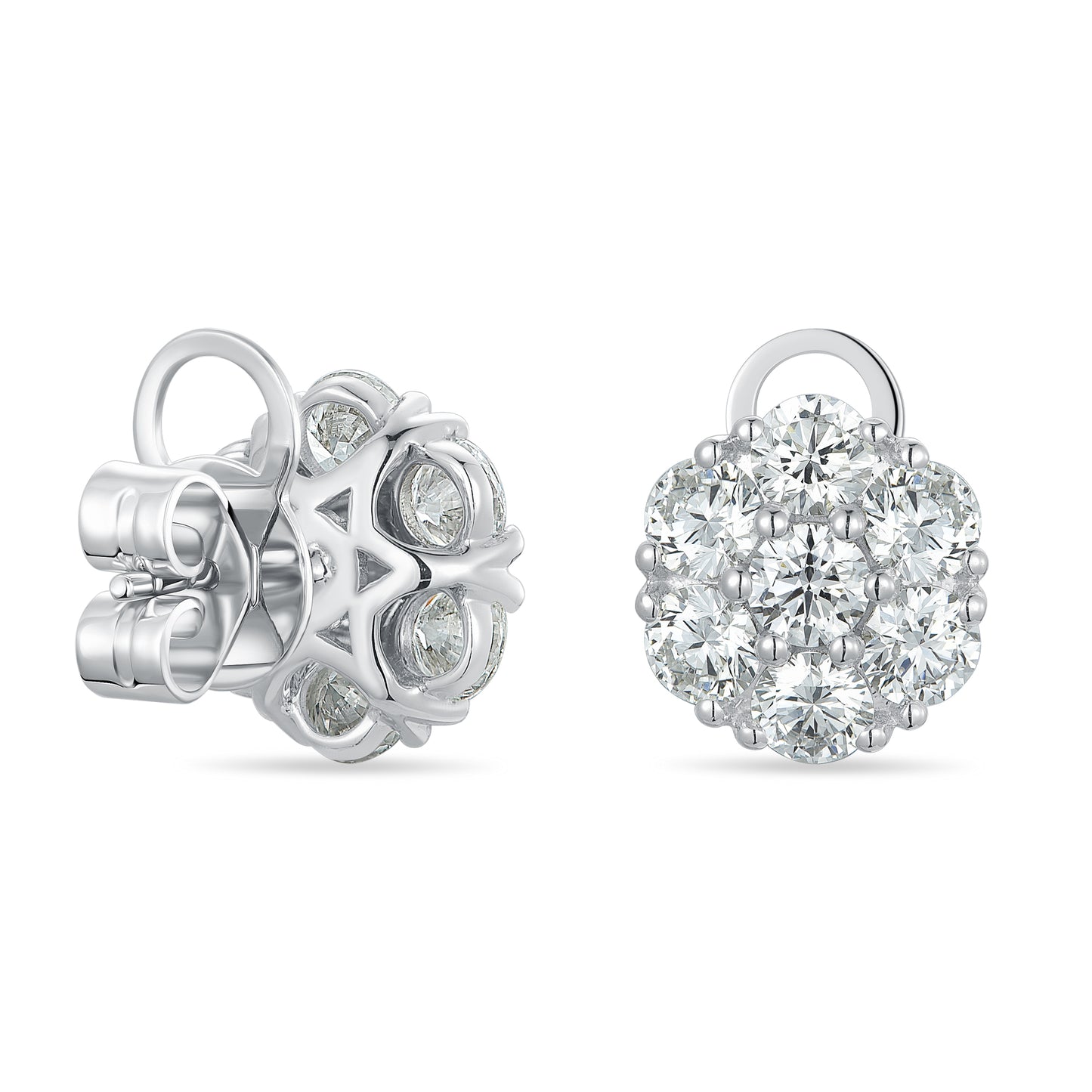 10K Gold Flower-Shaped Cascade Lab Grown Diamond Stud Earrings