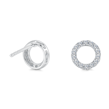 10K Gold Circle Design Lab Grown Diamond Stud Earrings