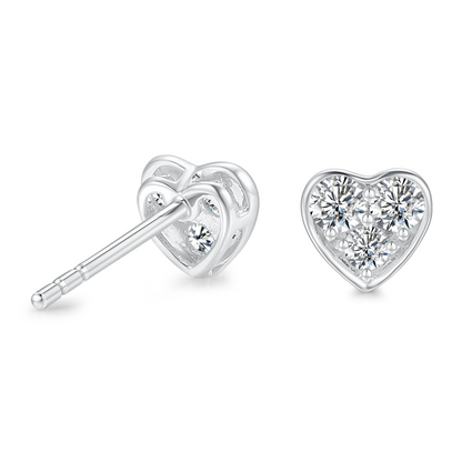 10K Gold Heart-Shaped Cascade Lab Grown Diamond Stud Earrings