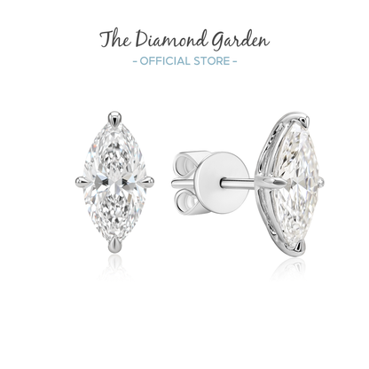 TDG 10K Gold Lab Grown Diamond Marquise Solitaire Earrings – 1.0TCW±