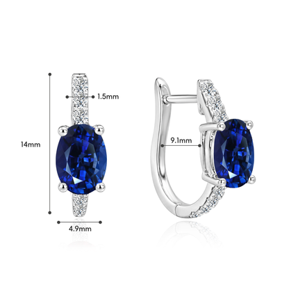 TDG 10K Gold Lab Grown Diamond and Gemstone Hoop Earrings