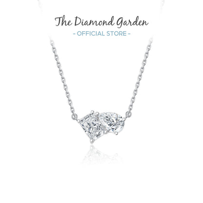 TDG 10K Gold Lab Grown Radiant & Pear Cut Diamond Toi et Moi Necklace – 1.5TCW±