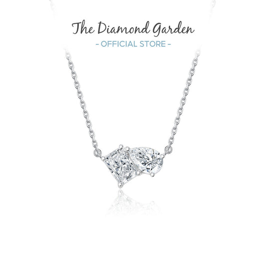 TDG 10K Gold Lab Grown Radiant & Pear Cut Diamond Toi et Moi Necklace – 1.5TCW±