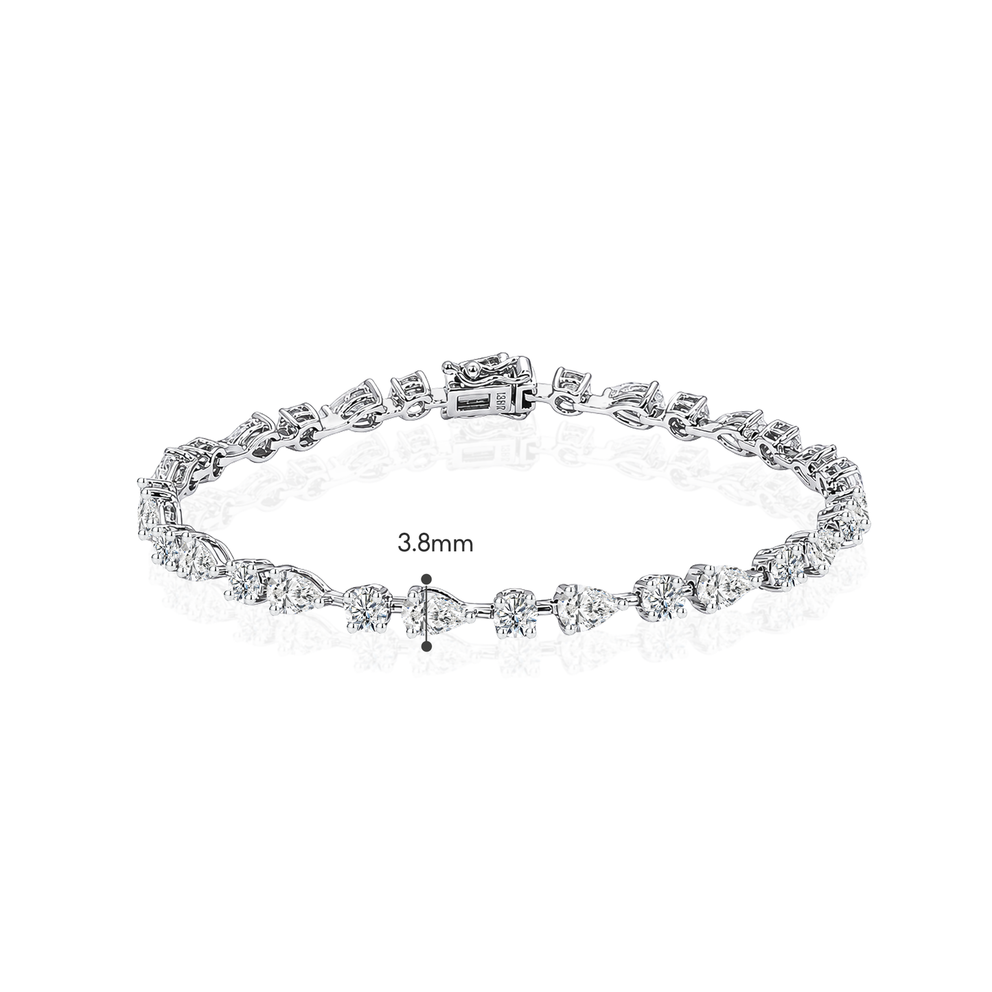 TDG 10K Gold Lab Grown Diamond Mixed Round & Pear Cut Tennis Bracelet – 4.5TCW±