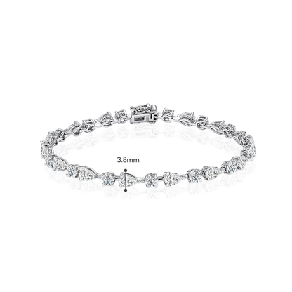 TDG 10K Gold Lab Grown Diamond Mixed Round & Pear Cut Tennis Bracelet – 4.5TCW±