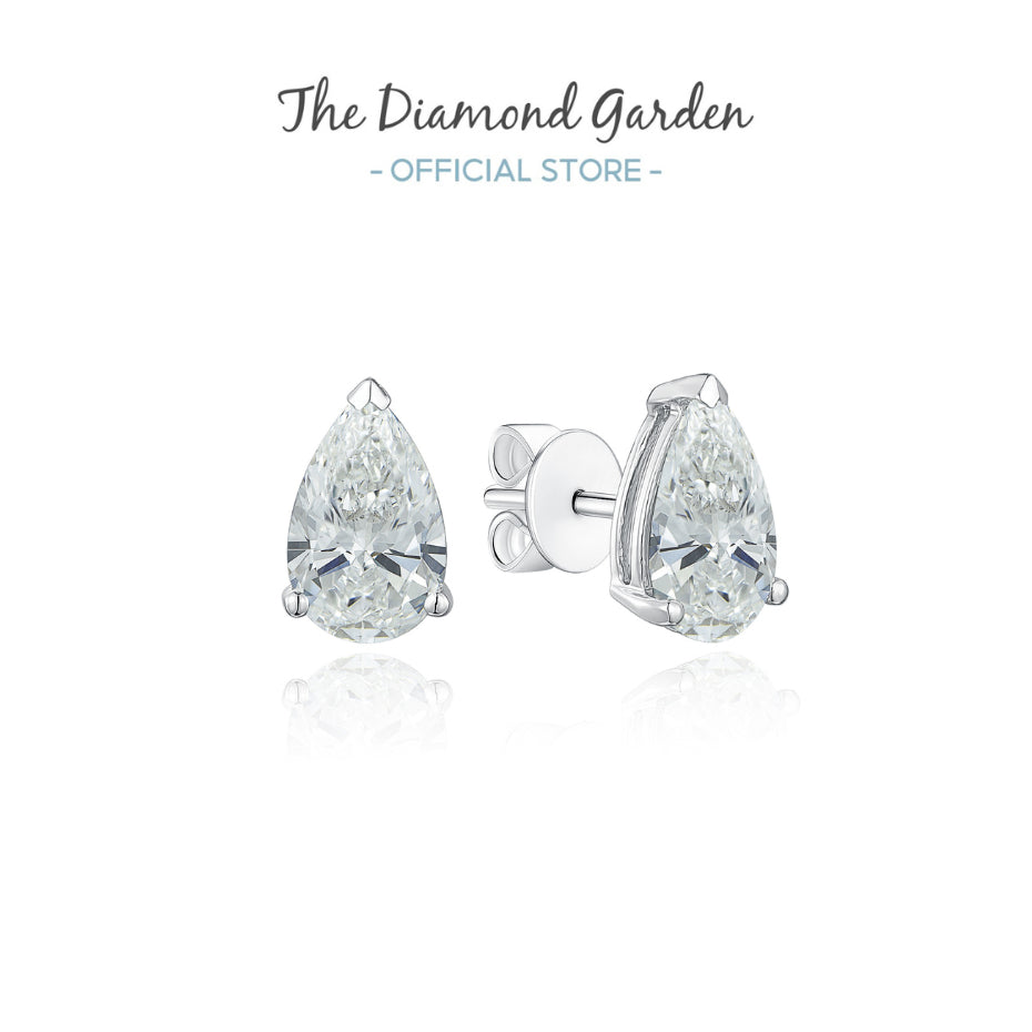 TDG 10K Gold Lab Grown Diamond Tear Drop/Pear Cut Stud Earrings - 1.1TCW