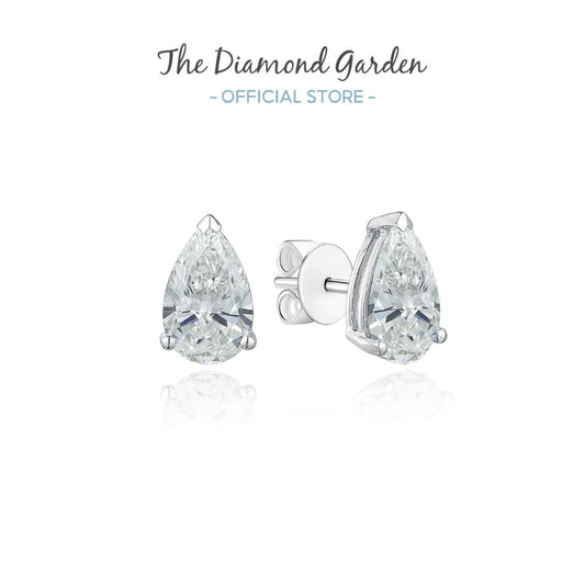 TDG 10K Gold Lab Grown Diamond Tear Drop/Pear Cut Stud Earrings - 1.1TCW