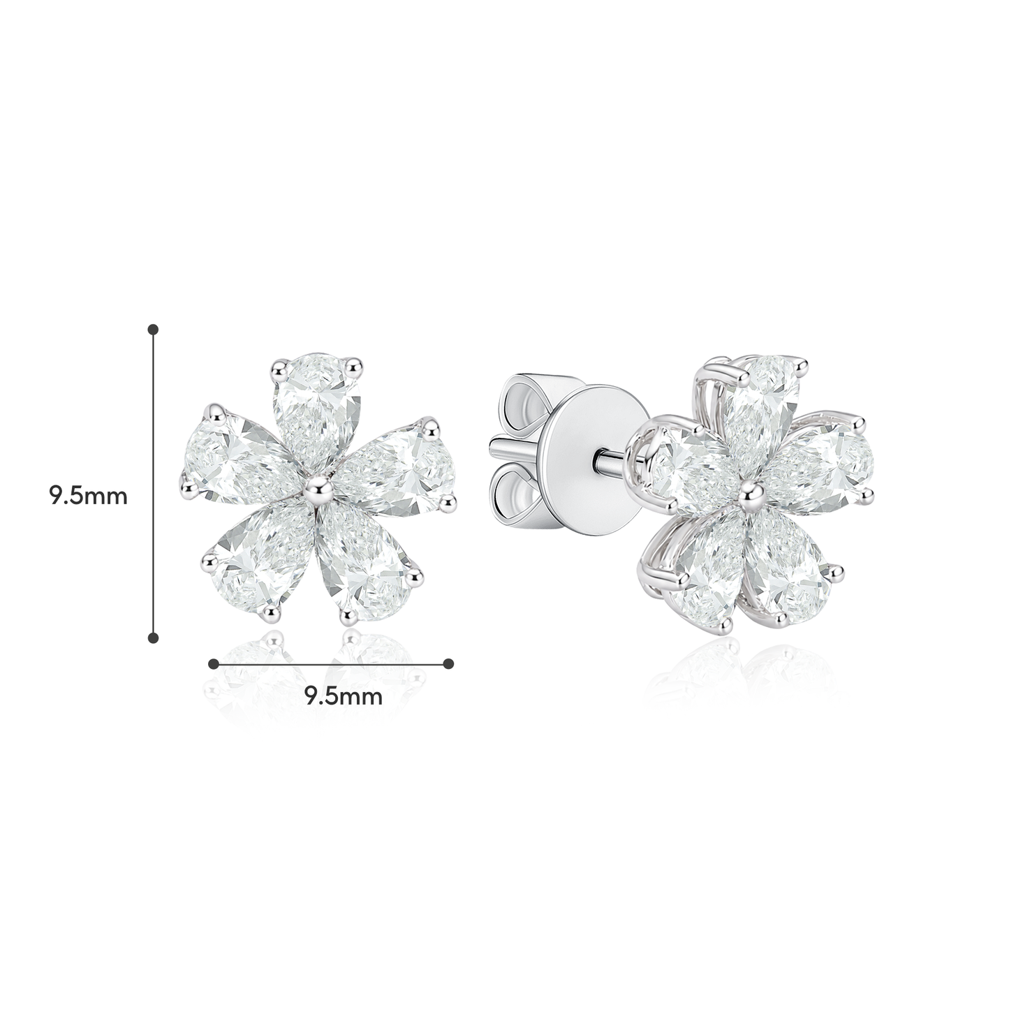 TDG 10K Gold Lab Grown Diamond Flower Earrings – 1.4TCW±