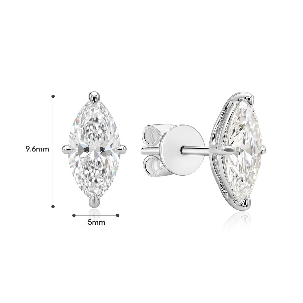 TDG 10K Gold Lab Grown Diamond Marquise Solitaire Earrings – 1.0TCW±