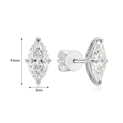 TDG 10K Gold Lab Grown Diamond Marquise Solitaire Earrings – 1.0TCW±