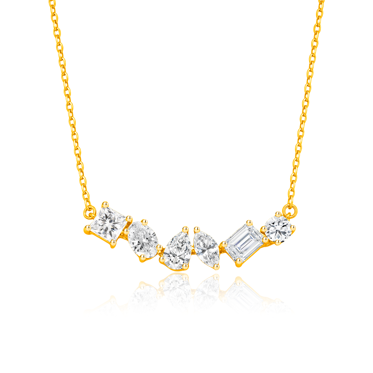 TDG 10K Gold Lab Grown Diamond Mixed Fancy Cut Necklace – 1.6TCW±