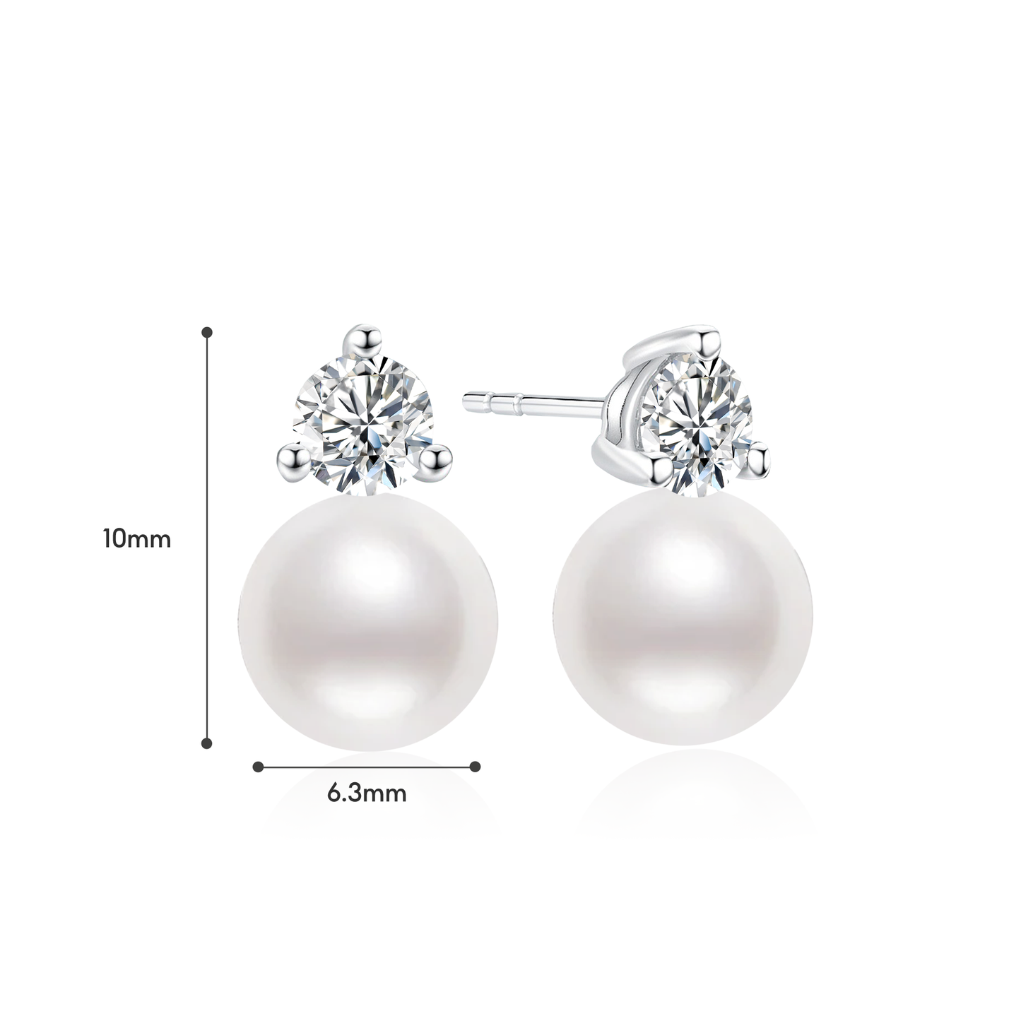 TDG 10K Gold Lab Grown Diamond Lumelle Pearl Stud Earrings