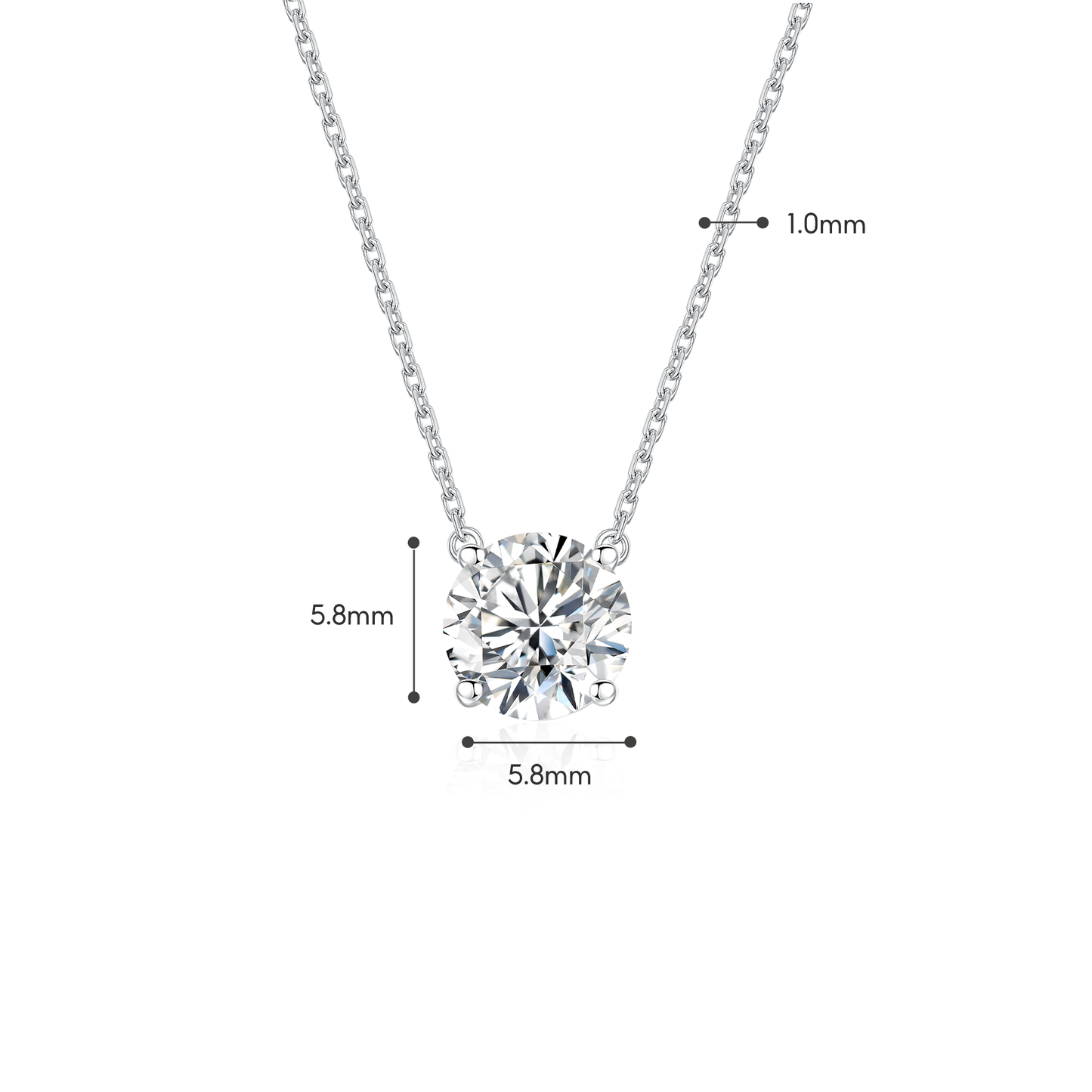 TDG 10K Gold Lab Grown Diamond 4 Prong Solitaire Necklace – 0.7CT±