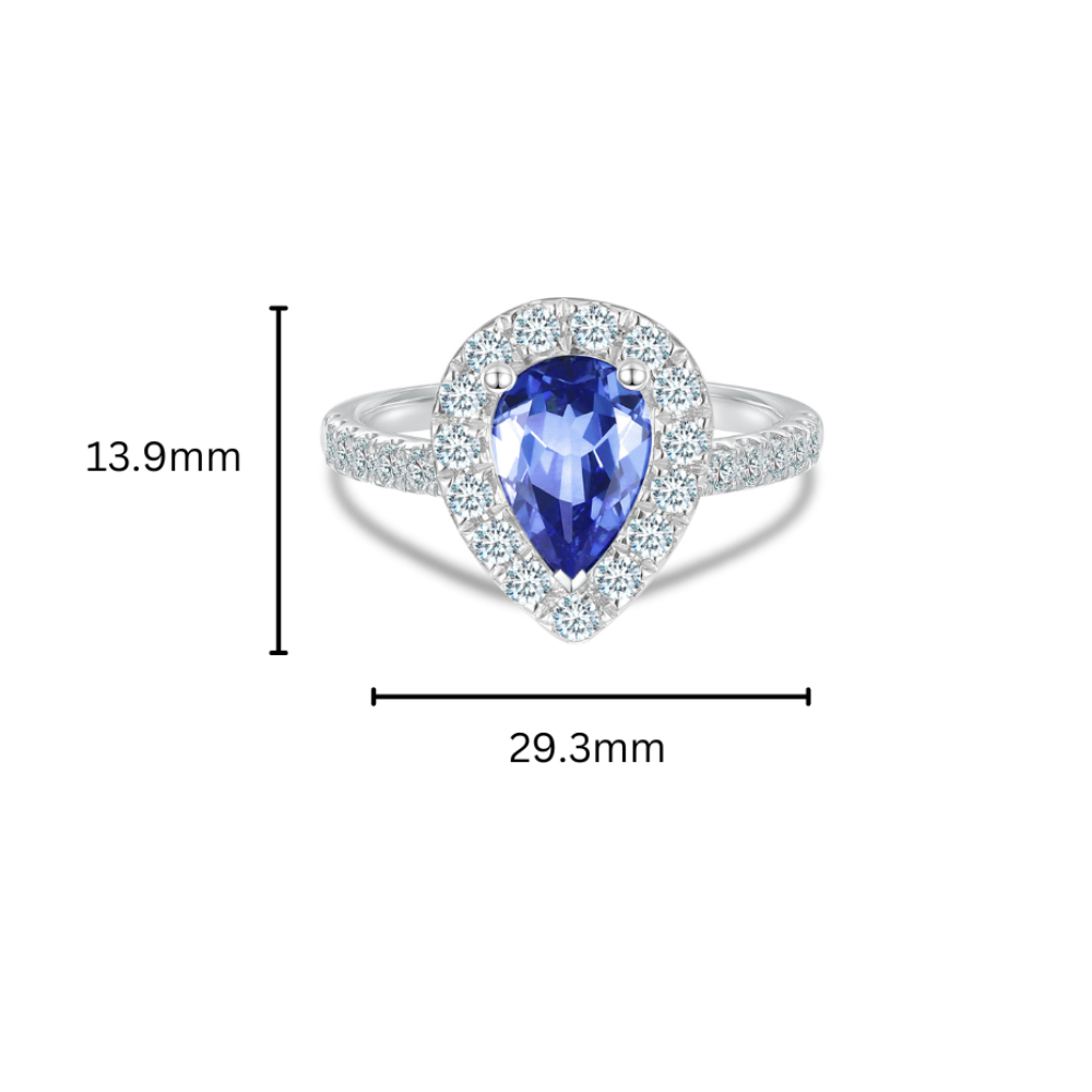 10K Gold Lab Grown Blue Sapphire Diamond Ring