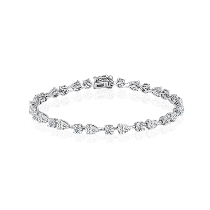 TDG 10K Gold Lab Grown Diamond Mixed Round & Pear Cut Tennis Bracelet – 4.5TCW±