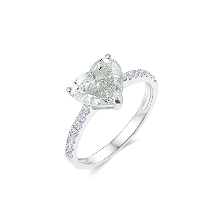 TDG 10K Gold Lab Grown Heart Shape Diamond Ring – 2.1CT±
