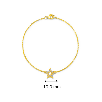 10K Gold Lab Grown Diamond Star Shaped Bracelet