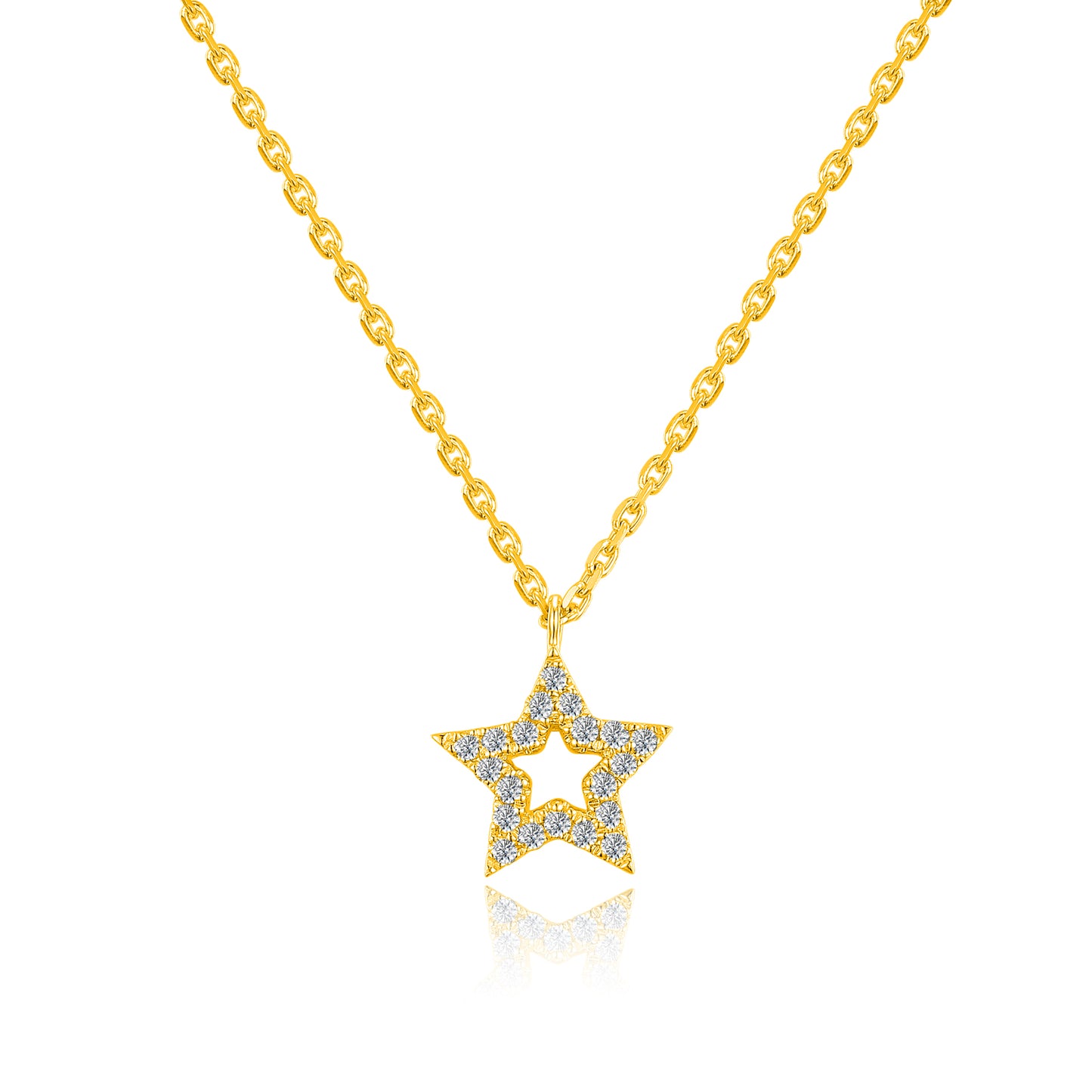 10K Gold Star Shaped Cut Lab Grown Diamond Necklace