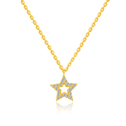 10K Gold Star Shaped Cut Lab Grown Diamond Necklace