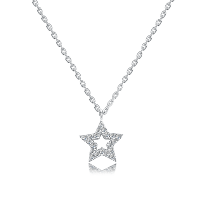 10K Gold Star Shaped Cut Lab Grown Diamond Necklace