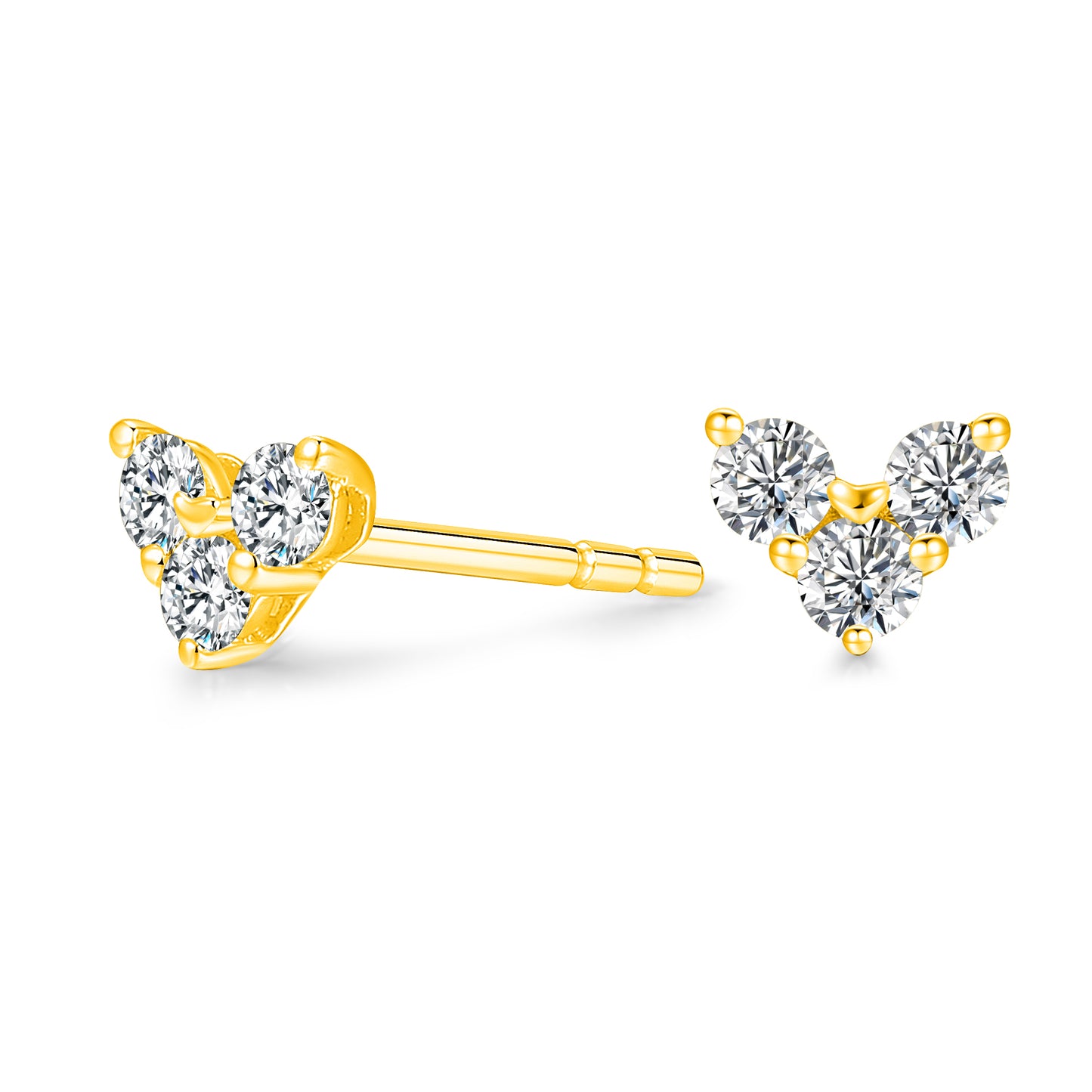 10K Gold Tiny Heart-shaped Lab Grown Diamond Earrings