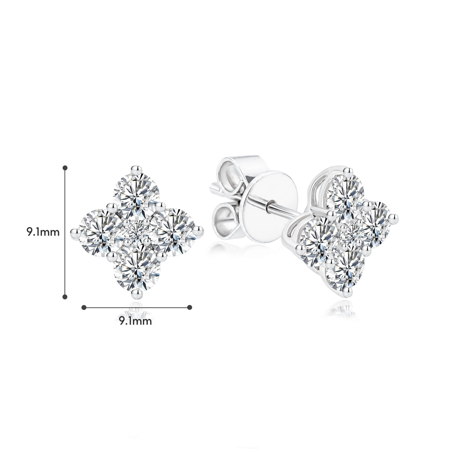 TDG 10K Gold Lab Grown Diamond Quartet Ear Studs