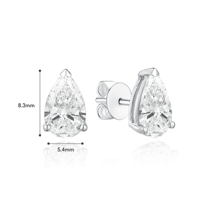TDG 10K Gold Lab Grown Diamond Tear Drop/Pear Cut Stud Earrings – 1.5TCW±
