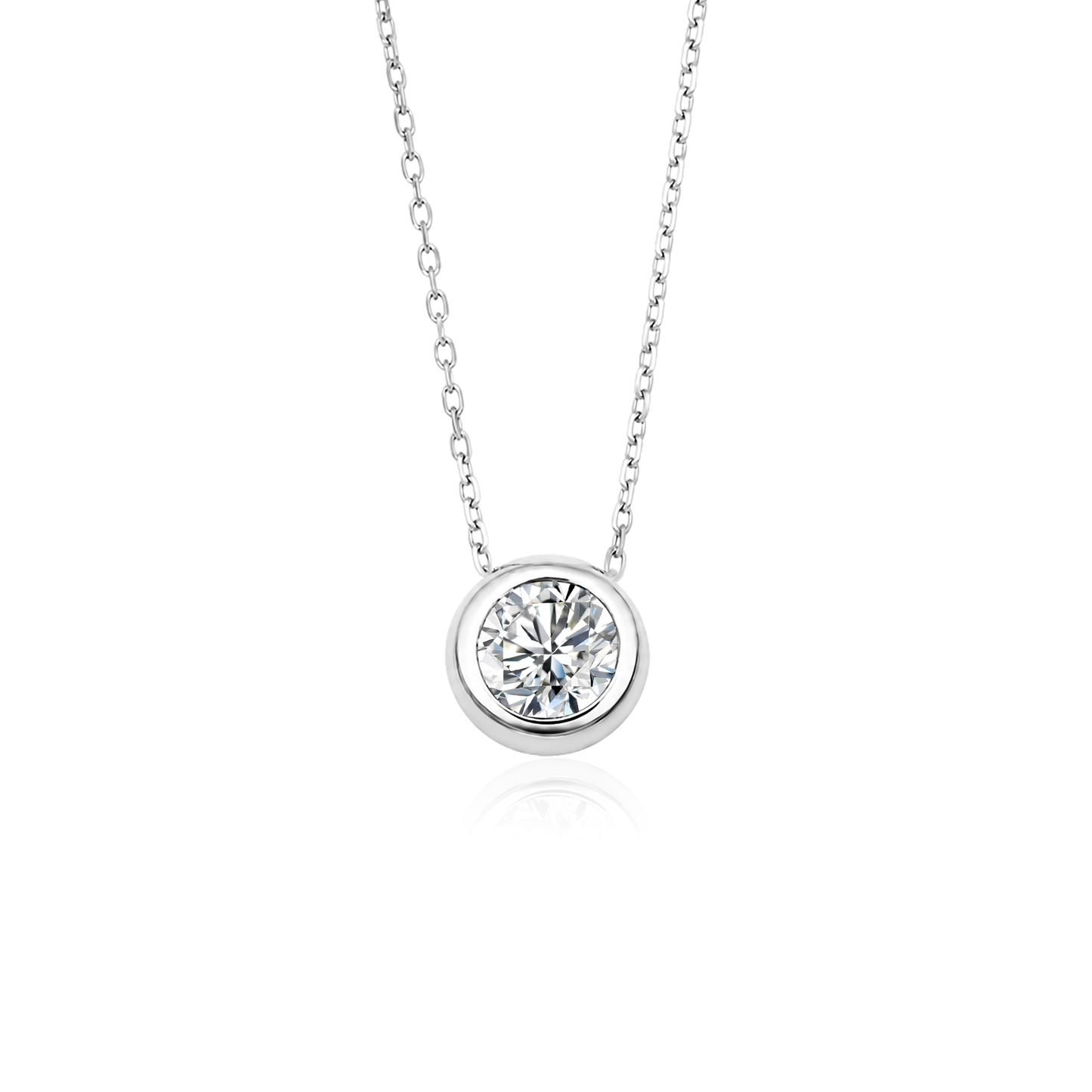 TDG 10K Gold Lab Grown Diamond Bezel Solitaire Necklace – 0.5CT±