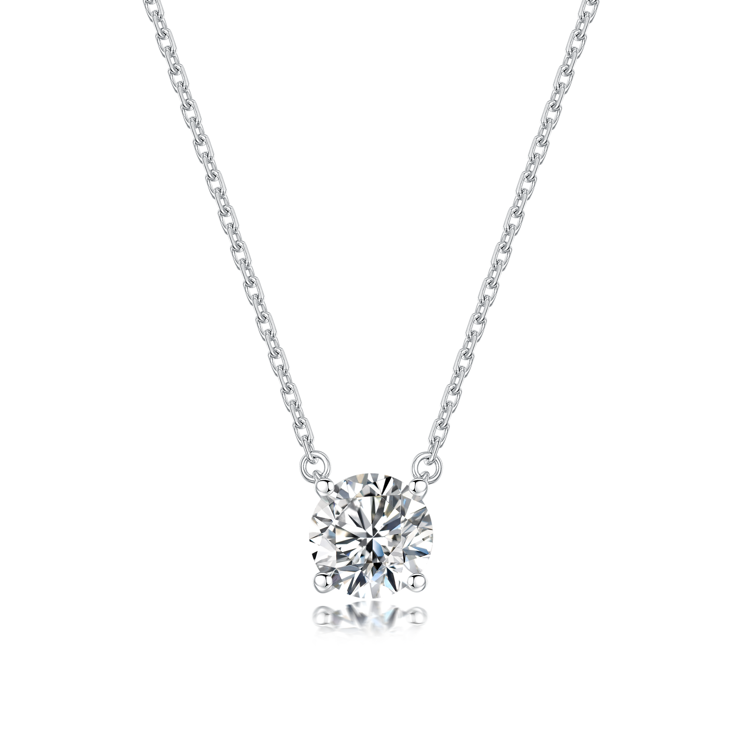 TDG 10K Gold Lab Grown 4 Claw Solitaire Diamond Necklace