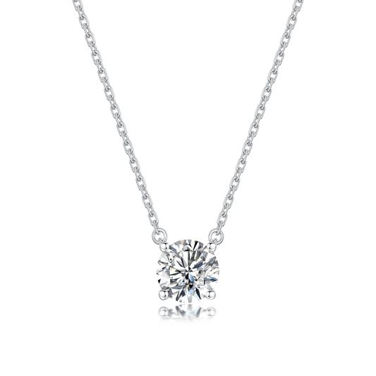 TDG 10K Gold Lab Grown 4 Claw Solitaire Diamond Necklace