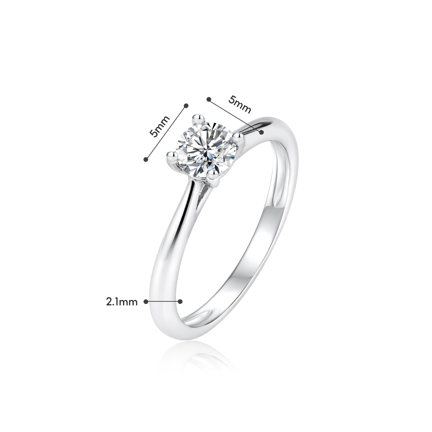 TDG 10K Gold Lab Grown Diamond Classic Solitaire Ring - 0.5CT±