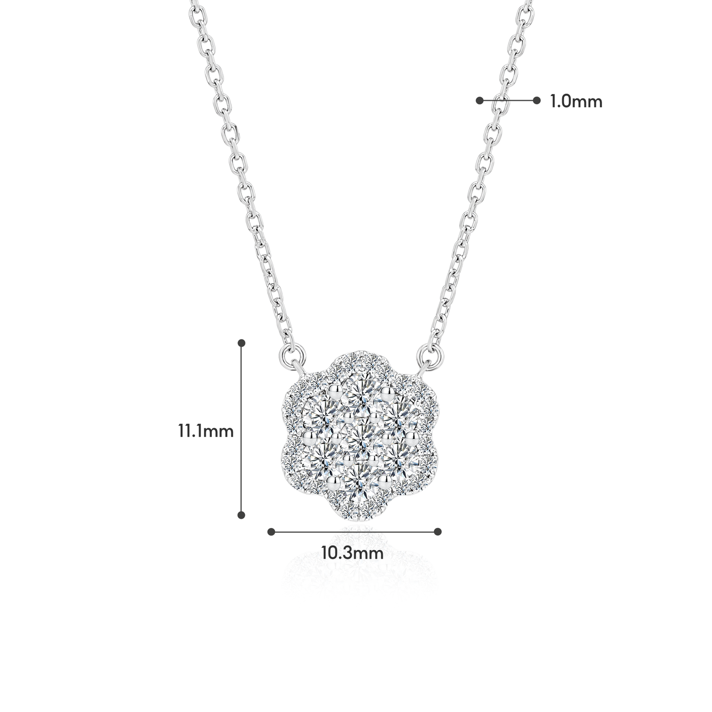 TDG 10K White Gold Lab Grown Diamond Bloom Necklace – 0.7TCW±