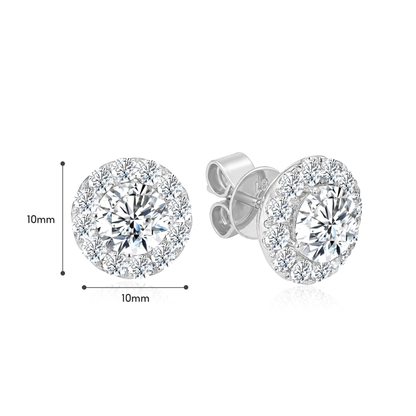 TDG 10K Gold Lab Grown Diamond Classic Halo Earrings - 0.8CT± Centre