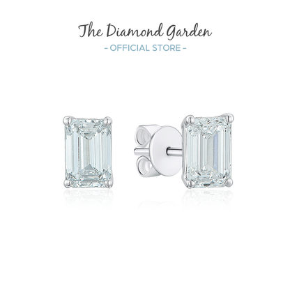 TDG 10K Gold Lab Grown Diamond Emerald Cut Stud Earrings – 1.5TCW±