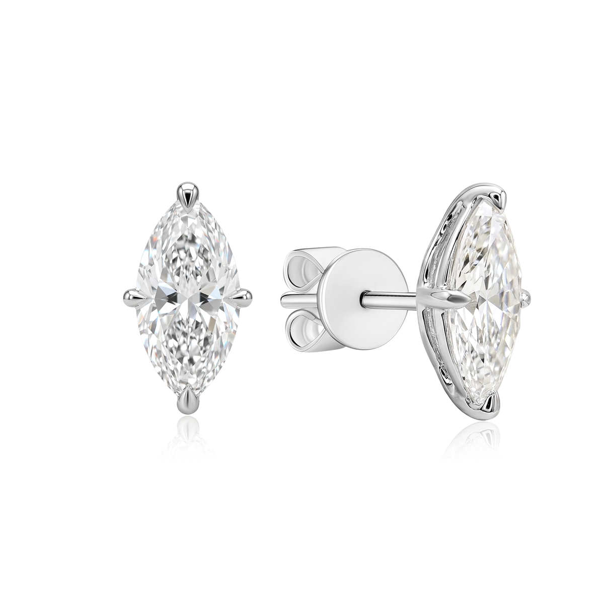 TDG 10K Gold Lab Grown Diamond Marquise Solitaire Earrings – 1.0TCW±