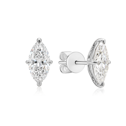 TDG 10K Gold Lab Grown Diamond Marquise Solitaire Earrings – 1.0TCW±