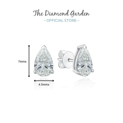 TDG 10K Gold Lab Grown Diamond Tear Drop/Pear Cut Stud Earrings - 1.1TCW