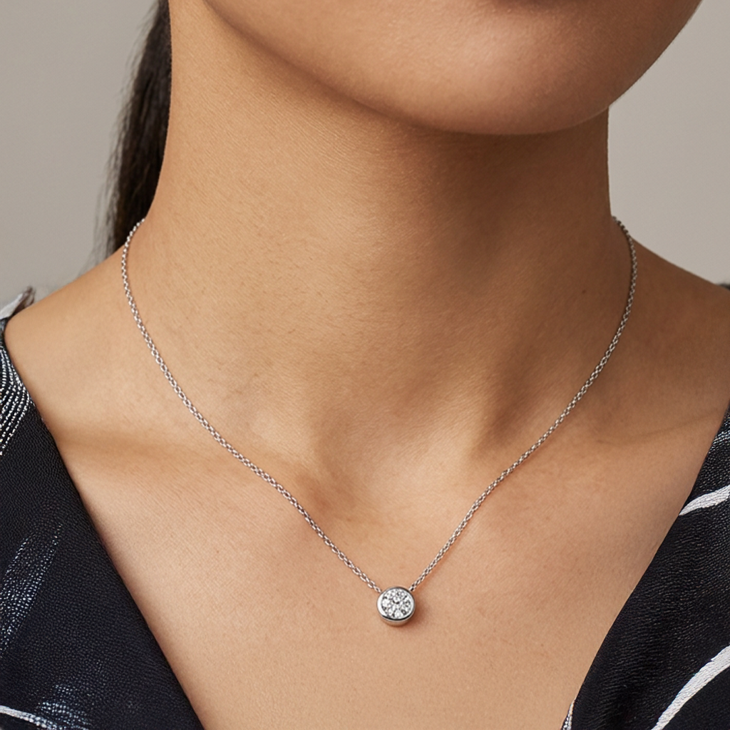 TDG 10K Gold Lab Grown Diamond Bezel Solitaire Necklace – 1CT±