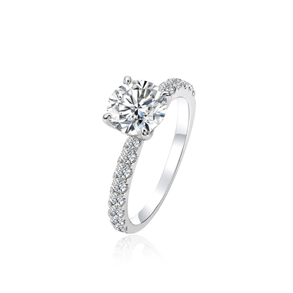 TDG 10K Gold Lab Grown Diamond Classic Solitaire Ring with Pavé Band – 1.8TCW±