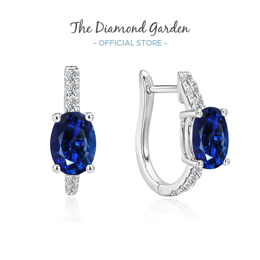 TDG 10K Gold Lab Grown Diamond and Gemstone Hoop Earrings