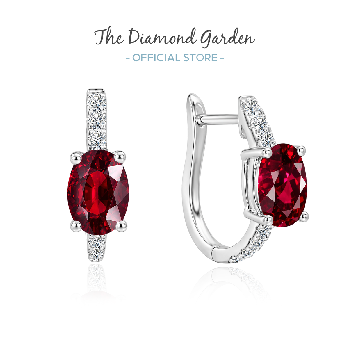 TDG 10K Gold Lab Grown Diamond and Gemstone Hoop Earrings