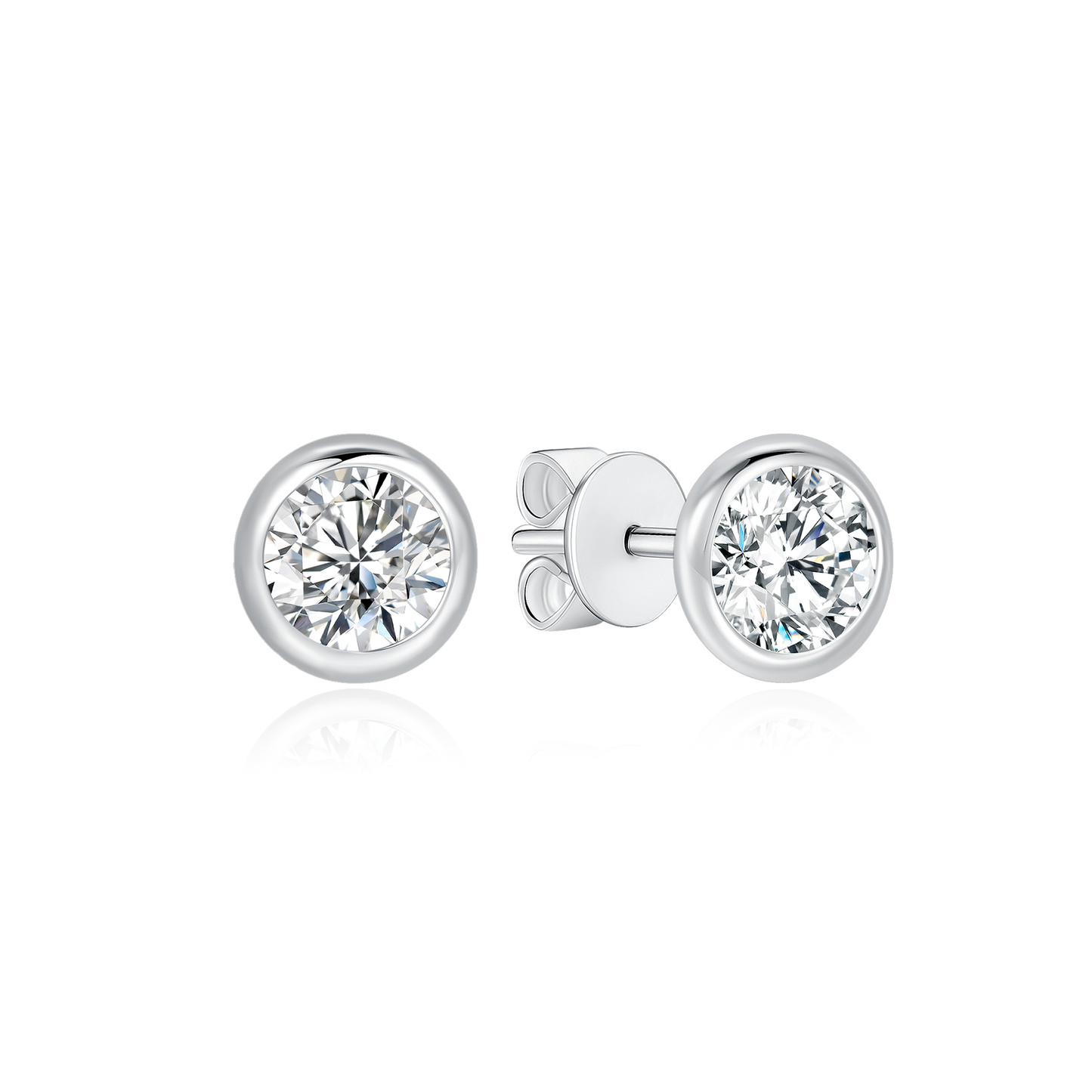 TDG 10K Gold Lab Grown Diamond Bezel Solitaire Stud Earrings – 0.8TCW±
