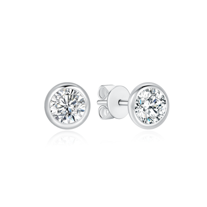 TDG 10K Gold Lab Grown Diamond Bezel Solitaire Stud Earrings – 0.8TCW±