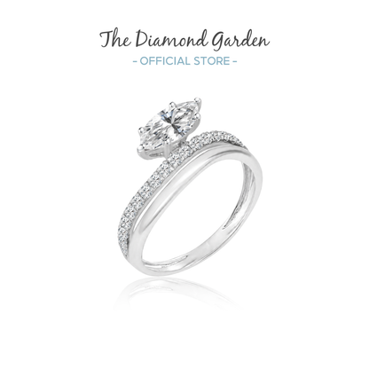 TDG 10K White Gold Lab Grown Marquise Diamond Illusion Ring