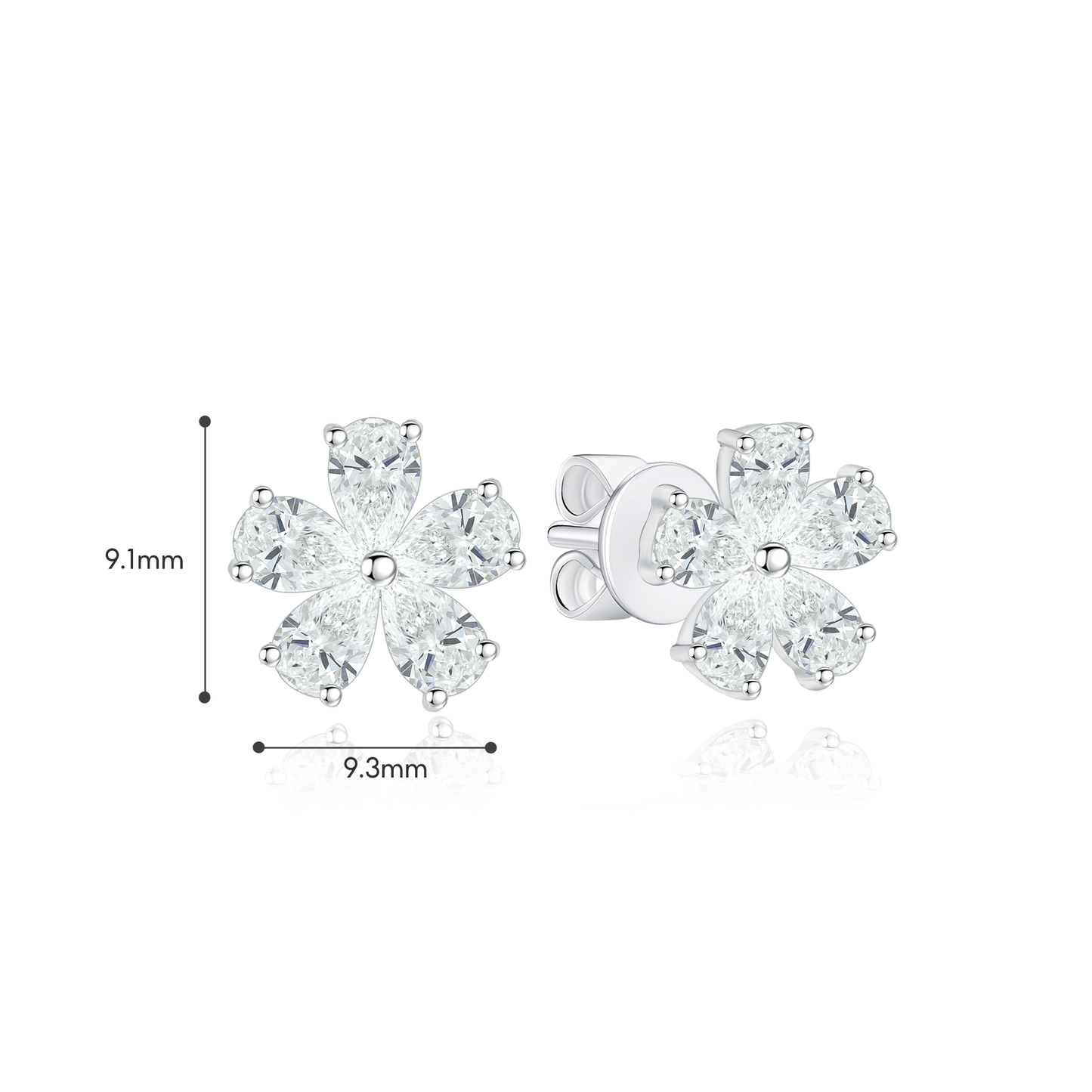 TDG 10K Gold Lab Grown Diamond Flower Earrings – 1.1TCW±