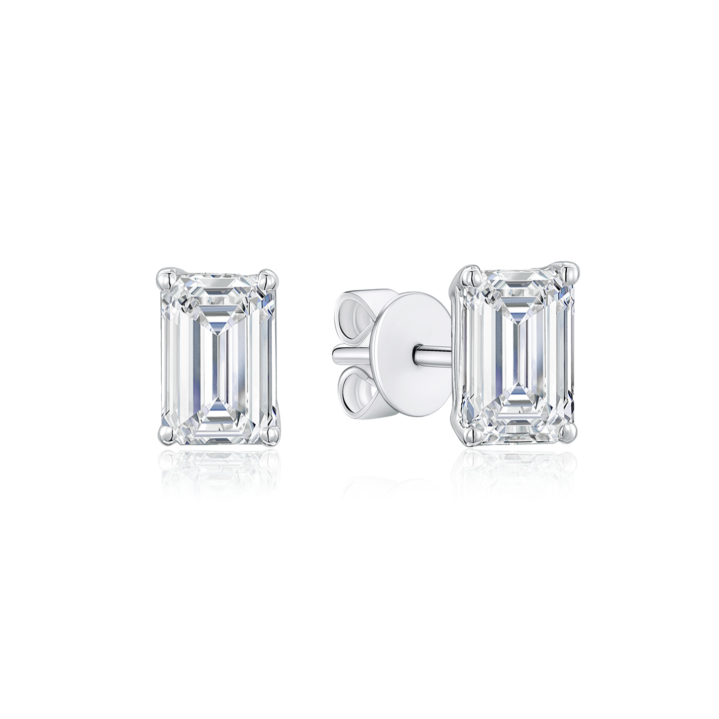 TDG 10K Gold Lab Grown Diamond Emerald Cut Stud Earrings – 0.9TCW±